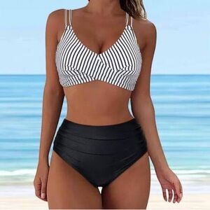 Women Cross Wrap Halter Bikini Set High Waisted Two Piece Swimsuits Size L